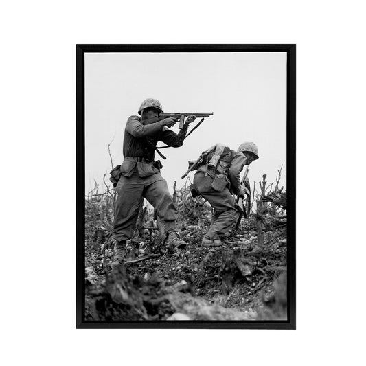 WWII War USA Marine Sgt Bartlett Black Framed Canvas Wall Art Print