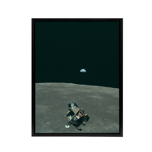 NASA Earth Moon Space Lunar Module Mars Black Framed Canvas Wall Art Print