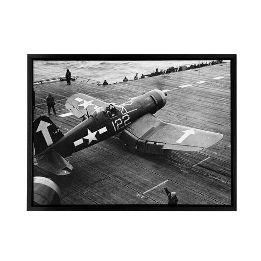 War WWII USA F4u 1d Corsair Aircraft Black Framed Canvas Wall Art Print