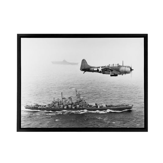 WWII US Navy USS Washington Bomber Black Framed Canvas Wall Art Print