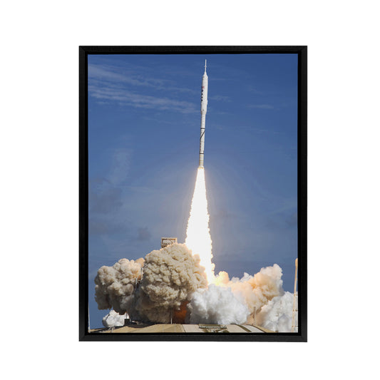 Space NASA Ares I X Rocket Launch Black Framed Canvas Wall Art Print