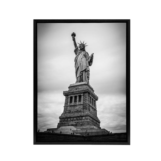 Statue Of Liberty USA New York Black Framed Canvas Wall Art Print