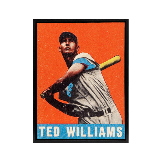 Leaf Baseball Card Portrait Ted Williams Black Framed Canvas Art Print