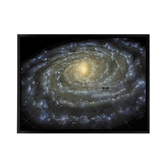 Space Map Milky Way Galaxy Spiral Black Framed Canvas Wall Art Print