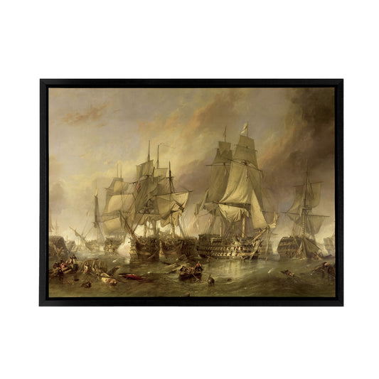 Stanfield The Battle Of Trafalgar Black Framed Canvas Wall Art Print