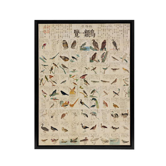 Kato Chikusai Japan Birds Black Framed Canvas Wall Art Print