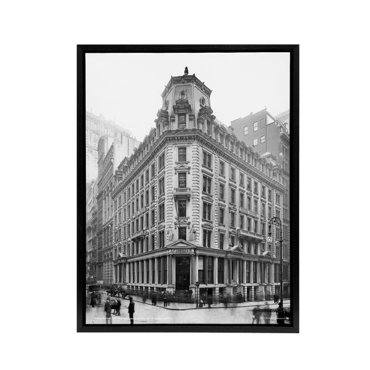 New York J.P. morgan Building Wall Street Black Framed Canvas Art