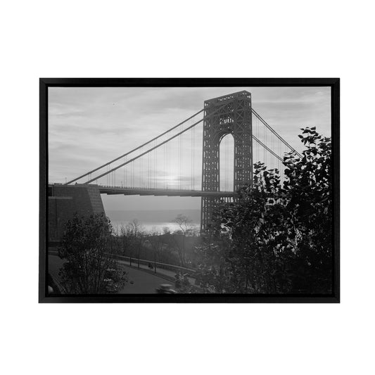 New York George Washington Bridge Black Framed Canvas Wall Art Print