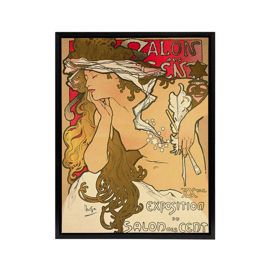 Mucha Salon Des Cent Art Nouveau Black Framed Canvas Wall Art Print