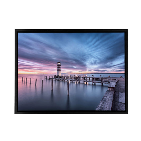 Desousa Lake Neusiedl Austria Sunset Black Framed Canvas Wall Art Print