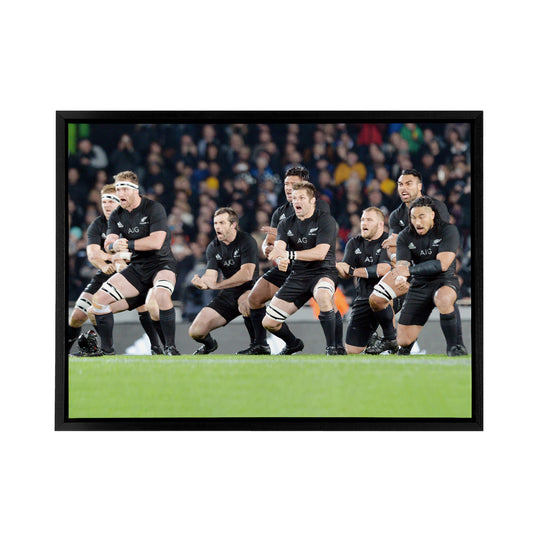 New Zealand Rugby Haka World Cup Black Framed Canvas Wall Art Print