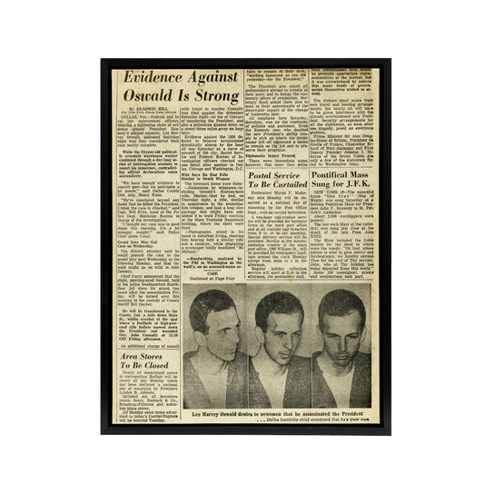 Assassination Kennedy JFK Harvey Oswald Black Framed Canvas Wall Art Print