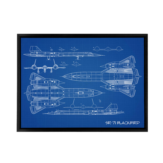 SR 71 Blackbird Habu US Aircraft Spy Black Framed Canvas Wall Art Print