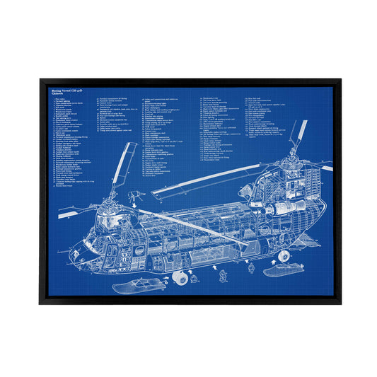 Chinook Helicopter CH 47d Military Black Framed Canvas Wall Art Print