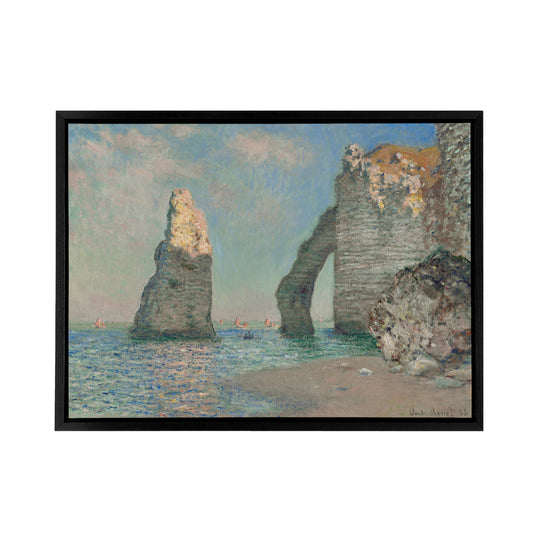 Claude Monet The Cliffs At Etretat Black Framed Canvas Wall Art Print