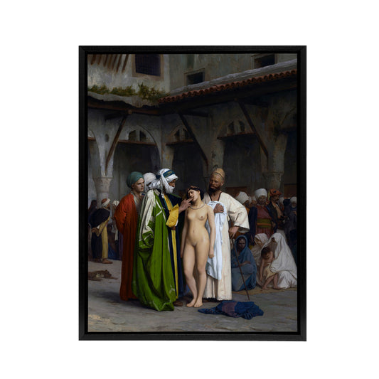 Jean Leon Gerome Slave Market Black Framed Canvas Wall Art Print