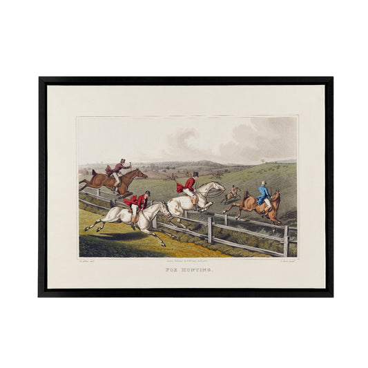 Clark Fox Hunting Horse Hounds Black Framed Canvas Wall Art Print