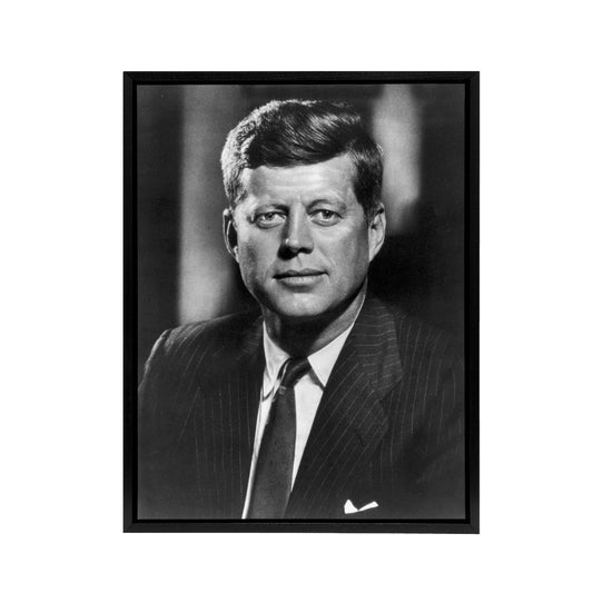 Jfk John Kennedy Usa President Black Framed Canvas Wall Art Print