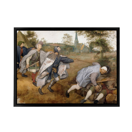 Pieter Bruegel Blind Leading The Black Framed Canvas Wall Art Print