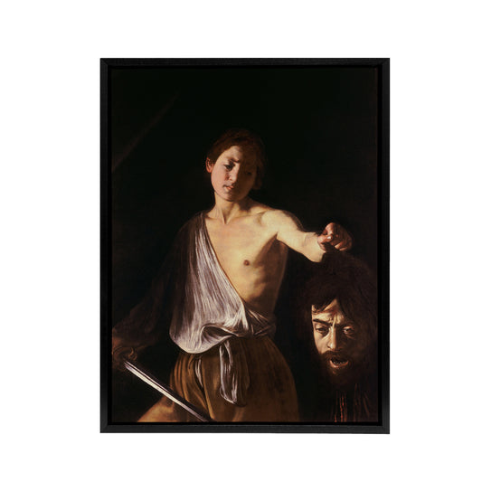 Caravaggio 1610 David With Head Black Framed Canvas Wall Art Print