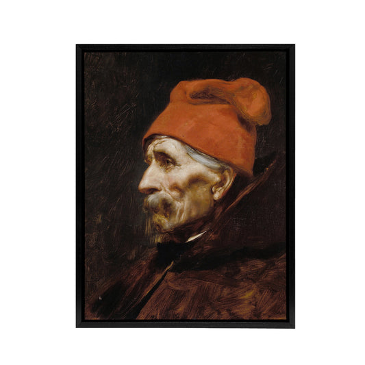 Gyzis Nikolaos Old Man Fez Portrait Black Framed Canvas Wall Art Print