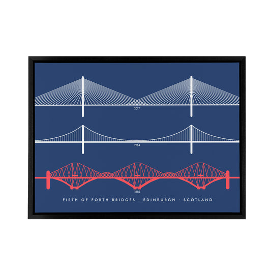 Forth Bridges Edinburgh Scotland Black Framed Canvas Wall Art Print