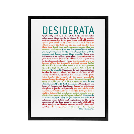 Desiderata Poem Quote Rainbow Black Framed Canvas Wall Art Print