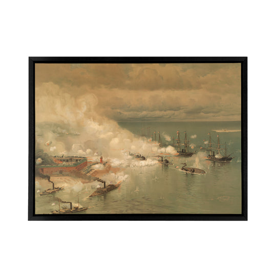 Battle Mobile Bay USA Civil War Black Framed Canvas Wall Art Print
