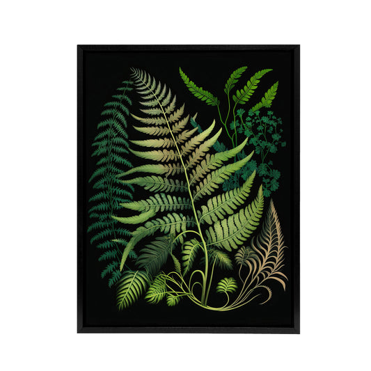 Elegant Fern Fronds Botanical Black Framed Canvas Wall Art Print