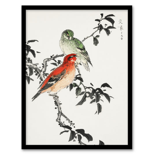 Numata Kashu Framed Wall Art Print Crossbill Birds Japanese Home Décor