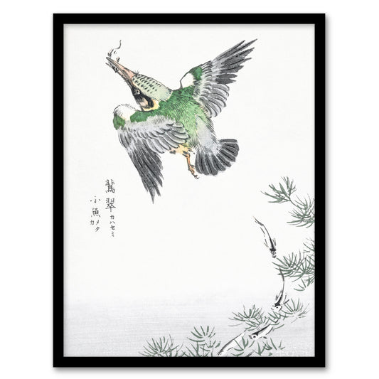 Numata Kashu Framed Wall Art Print Kingfisher Hunting Japanese Home Décor