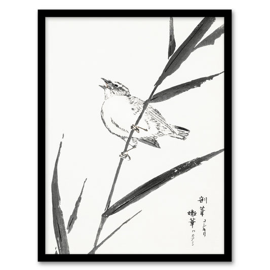 Numata Kashu Framed Wall Art Print Reed Bunting and Reed Japanese Home Décor