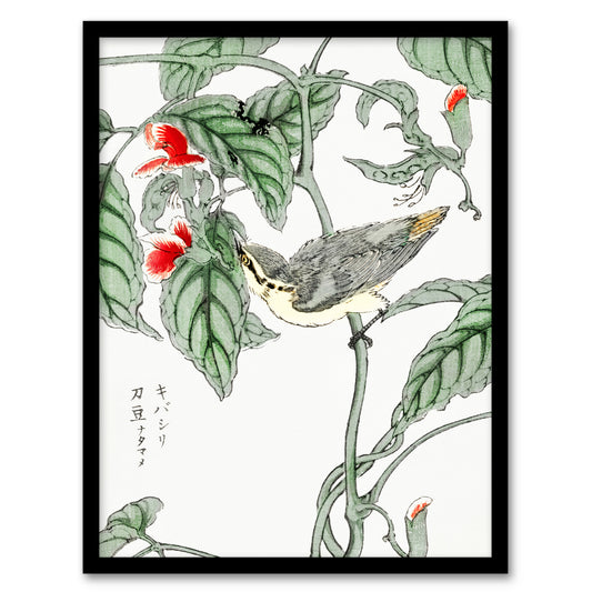 Numata Kashu Framed Wall Art Print Tree Creeper and Pea Japanese Home Décor