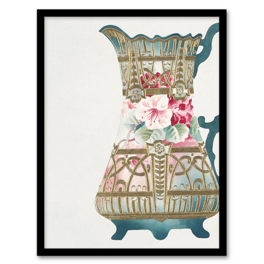 Noritake Factory Framed Wall Art Print Design For Ewer Vintage Floral Home Décor