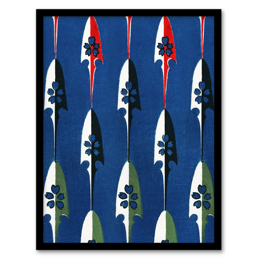 Furuya Korin Framed Wall Art Vintage Japanese Arrowheads Pattern Home Décor