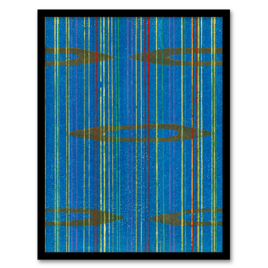 Furuya Korin Framed Wall Art Print Blue Abstract Geometric Pattern Home Décor