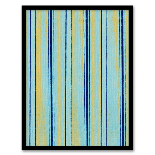 Furuya Korin Framed Wall Art Print Blue Stripes Vintage Pattern Home Décor