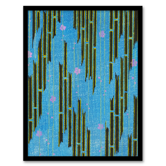 Furuya Korin Framed Wall Art Print Flowers and Bamboo Vintage Pattern Home Décor