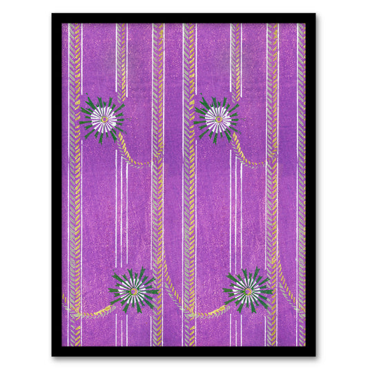 Furuya Korin Framed Wall Art Print Purple Floral Vintage Pattern Home Décor