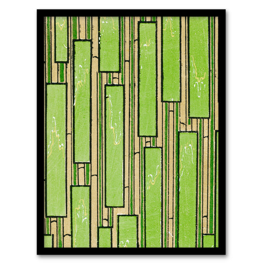 Furuya Korin Framed Wall Art Print Green Bamboo Vintage Pattern Home Décor