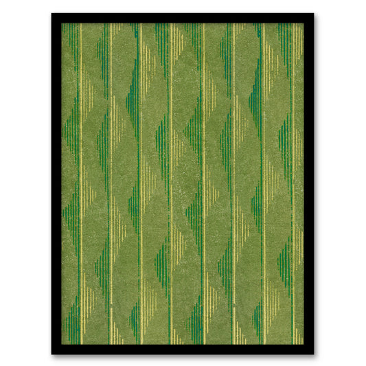 Furuya Korin Framed Wall Art Print Green Lines Vintage Pattern Home Décor