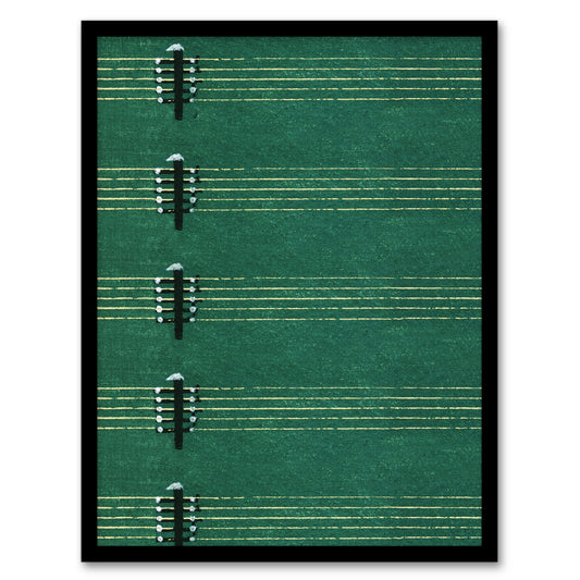 Furuya Korin Framed Wall Art Print Vintage Lute Strings Pattern Home Décor