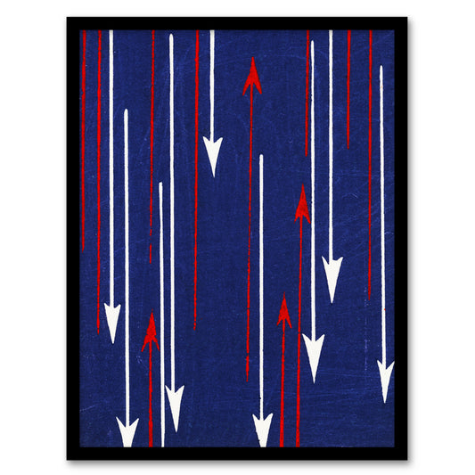 Furuya Korin Framed Wall Art Print Red Blue Arrows Textile Pattern Home Décor