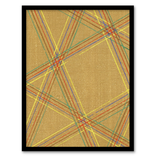 Furuya Korin Framed Wall Art Print Abstract Geometric Plaid Pattern Home Décor