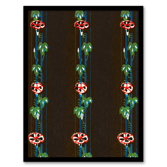 Furuya Korin Framed Wall Art Print Vintage Floral Textile Pattern Home Décor