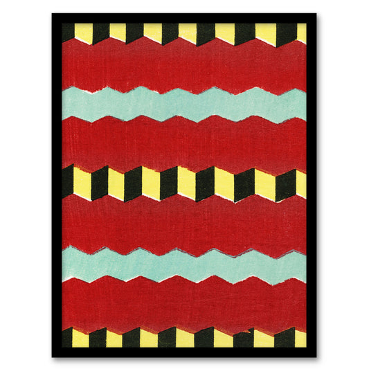 Furuya Korin Framed Wall Art Print Shima Zigzag Textile Patterns Home Décor