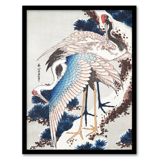 Katsushika Hokusai Framed Wall Art Print Cranes On A Snowy Tree Home Décor