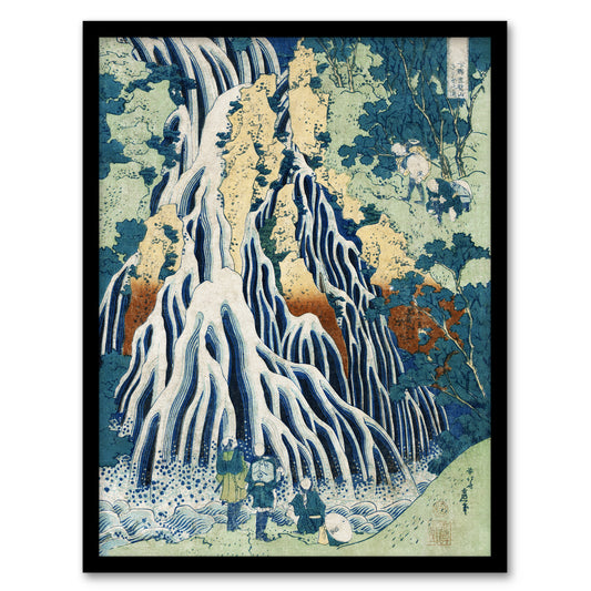 Katsushika Hokusai Framed Wall Art Mist Waterfall At Mount Kurokami Home Décor