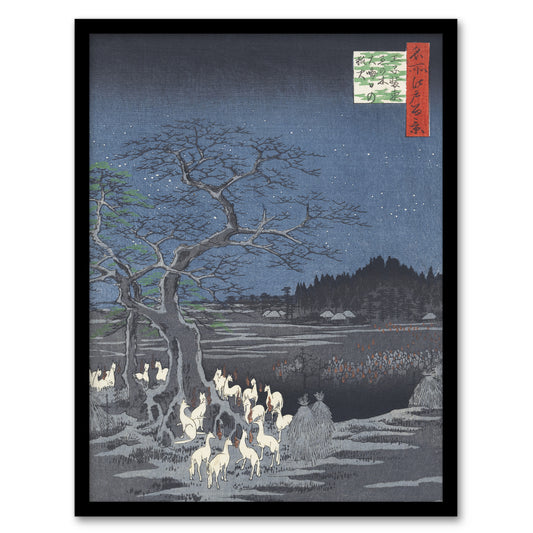 Hiroshige Framed Wall Art New Years Eve Foxfires At The Changing Tree Home Décor