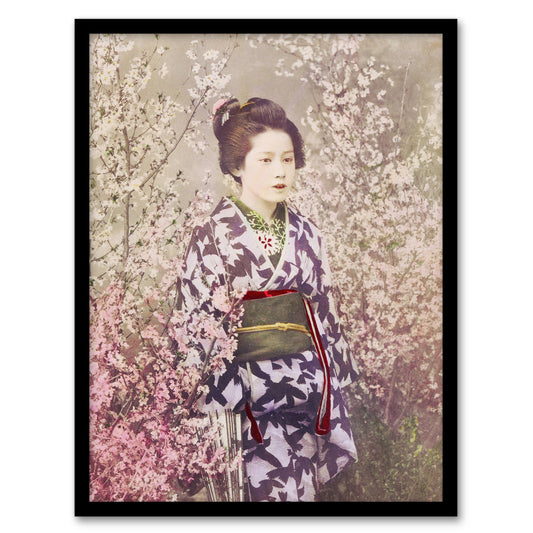 Ogawa Kazumasa Framed Wall Art Print Geisha And Cherry Blossom Home Décor